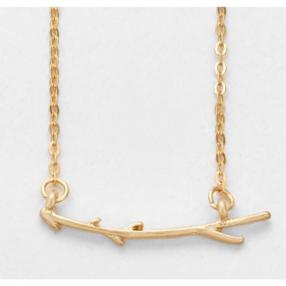 New Womens Owls Nest Jewelry Boutique Dainty Twig Branch Necklace in Gold